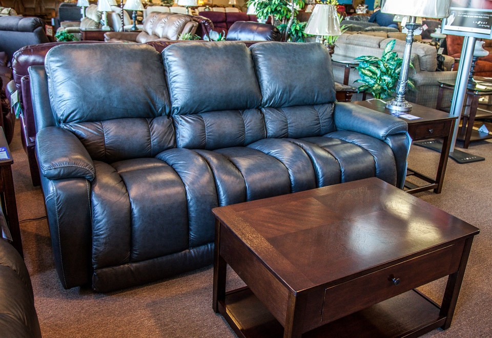 black leather reclining section sofa